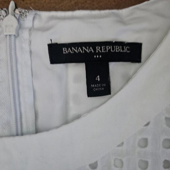 Banana Republic Factory Eyelet Shift Sleeveless Dress Women's Size 4 White - Picture 3 of 6